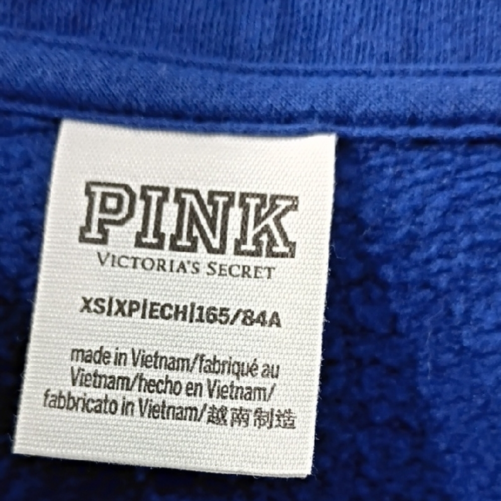 PINK Victoria's Secret Pink Blue Fleece Quarter-Zip Sweater Size XS - Picture 5 of 9
